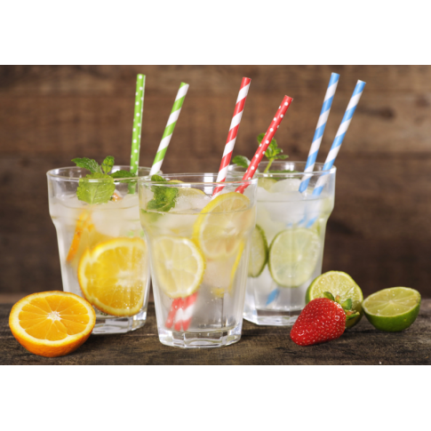 Cannuccia in carta verde lime, decorazione chevron