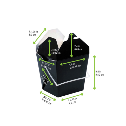 Contenitore quadrato in cartone nero stile orientale, chiusura a incastro