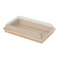 Vassoi per sushi kraft con coperchio in pet transp