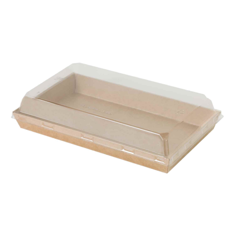 Vassoi per sushi kraft con coperchio in pet transp