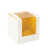 Scatola da 1 cupcake in cartone con finestra e inserto giallo   85x85mm H85mm