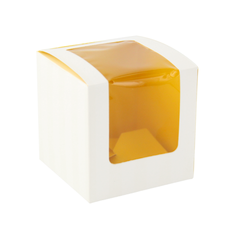 Scatola da 1 cupcake in cartone con finestra e inserto giallo