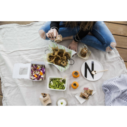 Scatola per insalata in cartone kraft con doppia finestra