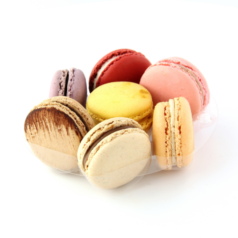 Inserto  in PET trasparente per 7 macarons (tondo) con chiusura clip