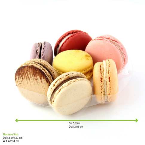 Inserto  in PET trasparente per 7 macarons (tondo) con chiusura clip