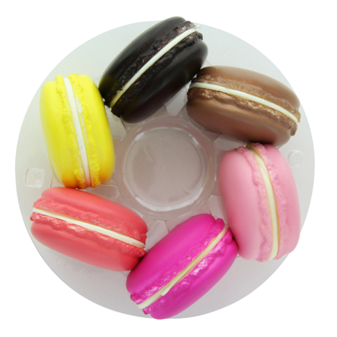 Inserto  in PET trasparente per 7 macarons (tondo) con chiusura clip