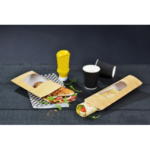 Custodia rettangolare per panino caldo in cartone rinforzato con finestra
