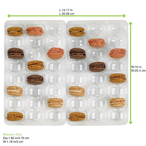 Inserto in PET trasparente per 48 macarons (6x8) con chiusura clip