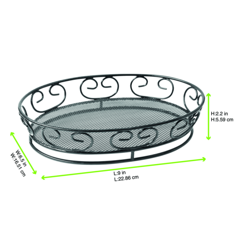 Cestino decorato in metallo nero
