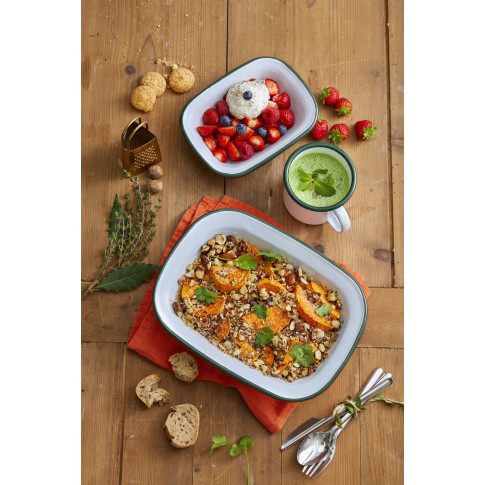 Ciotola in smalto con bordo verde