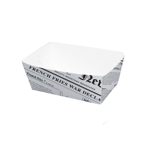 Vaschetta in cartone laminato in PE antiunto, decorazione stampa di giornale