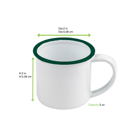 Mini mug in smalto con manico bordo verde
