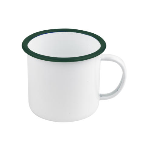 Mug in smalto con manico bordo verde