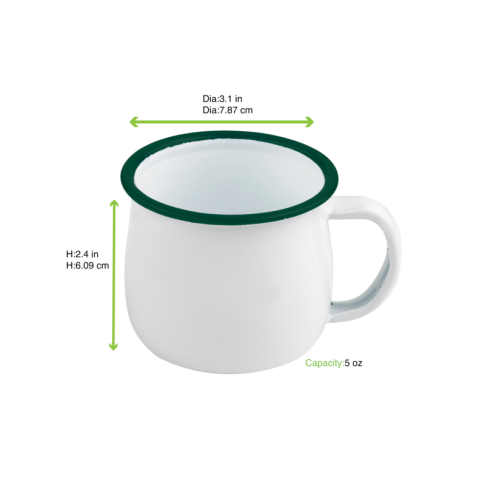 Mug in smalto con manico bordo verde