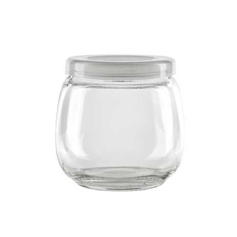 Vaso sferico in vetro con tappo in plastica