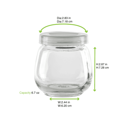 Vaso sferico in vetro con tappo in plastica