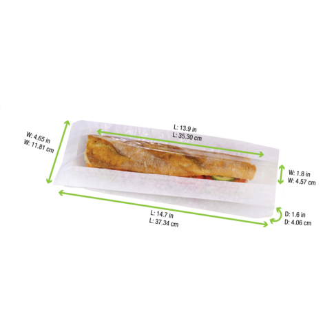 Sacchetto per panino in carta bianca con finestra