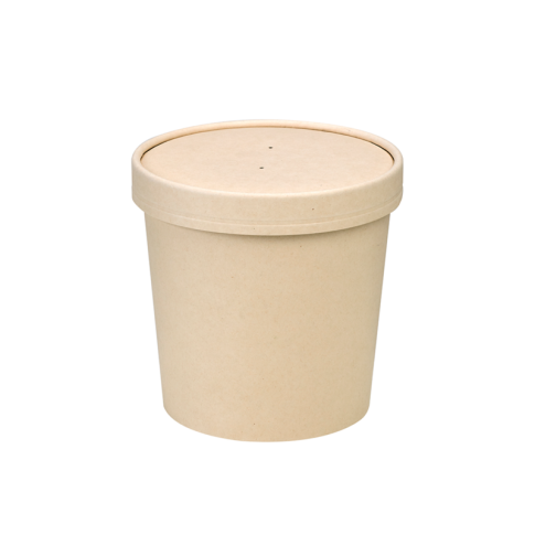 Contenitore in cartone kraft per alimenti caldi e freddi laminato in PLA, con coperchio