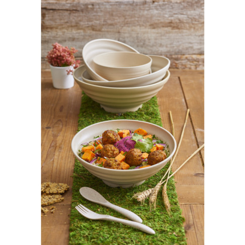Kit di posate Huskly  in scatola rigida (forchetta/coltello/cucchiaio) in materiale composito beige 210x55mm H250mm