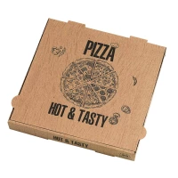 Scatola da pizza in cartone kraft con decorazione "Hot and tasty"