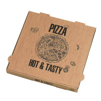 Scatola da pizza in cartone kraft con decorazione "Hot and Tasty"
