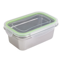 Lunch-box NoxBox rettangolare in acciaio inox con coperchio in PP trasparente (FE40 + PP5) 193x125mm H70mm 1000ml