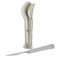 Kit di posate Huskly da appoggio (forchetta/coltello/cucchiaio) in materiale composito beige 222x48mm H36mm
