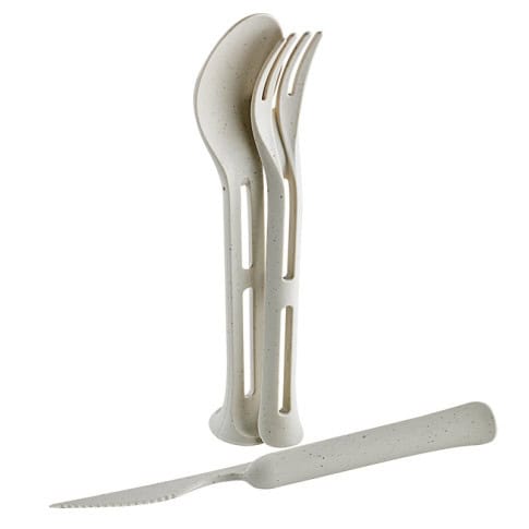 Kit di posate Huskly da appoggio (forchetta/coltello/cucchiaio) in materiale composito beige 222x48mm H36mm