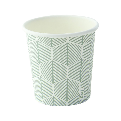 Bicchiere cartone bianco Leaf con decoro (PAP20)  H62mm 120ml