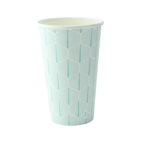 Bicchiere cartone bianco Leaf con decoro (PAP20)  H110mm 350ml