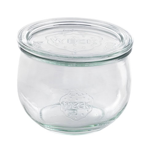 "Weck" barattolo con coperchio in vetro da 480 ml, unità di vendita composta da da 6 pz. Temperatura massima 200°C. Resistenza