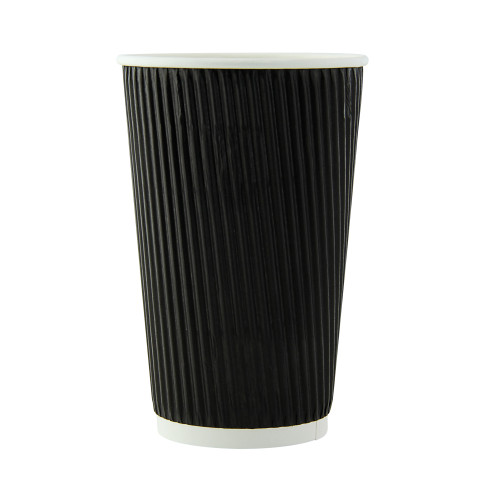Bicchiere cartone nero doppia parete increspata (PAP20)  H136mm 450ml