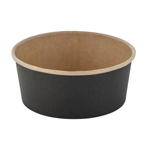 Insalatiera Buckaty in cartone nero e interno kraft antiunto (C/PAP 81)  H60mm 700ml