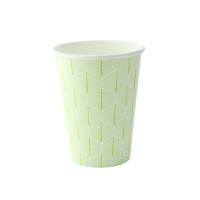 Bicchiere cartone bianco Leaf con decoro (PAP20)  H79mm 180ml