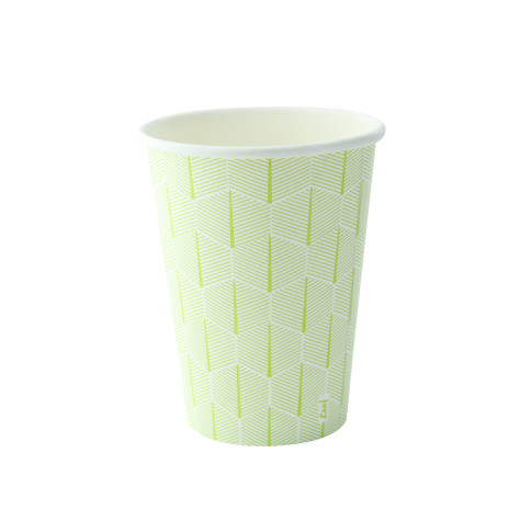 Bicchiere cartone bianco Leaf con decoro (PAP20)  H79mm 180ml