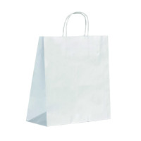 Shopper in carta bianca e manici sottili corda 280x120mm H310mm