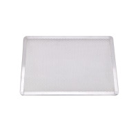 Griglia rettangolare in alluminio per pizza con base forata 400x280mm H10mm
