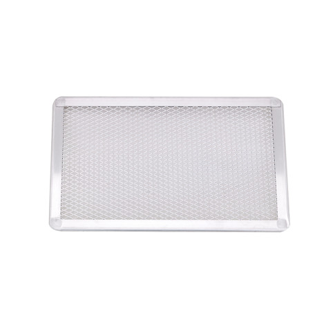 Griglia rettangolare in alluminio per pizza con base forata 300x200mm H10mm