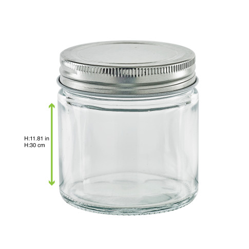 Barattolo in vetro tondo con tappo in alluminio (GL70 + ALU41)  H75mm 180ml