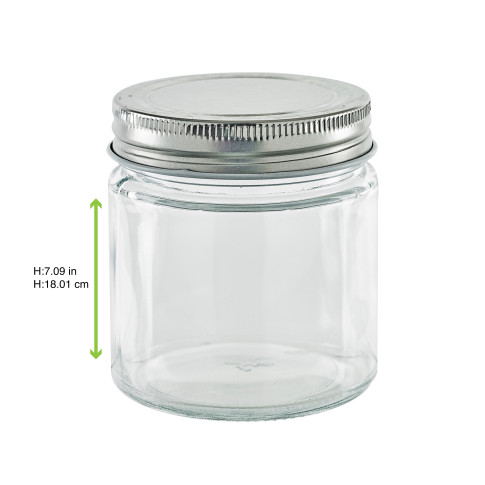 Barattolo in vetro tondo con tappo in alluminio (GL70 + ALU41)  H88mm 250ml