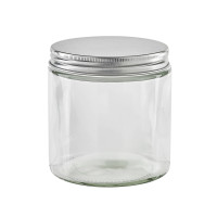 Barattolo in vetro tondo con tappo in alluminio (GL70 + ALU41)  H99mm 500ml
