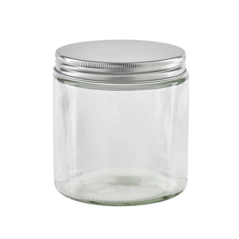 Barattolo in vetro tondo con tappo in alluminio (GL70 + ALU41)  H99mm 500ml