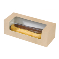 Scatola per macaron o éclair in cartone con finestra in PET 150x60mm H50mm