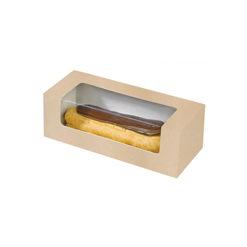 Scatola per macaron o éclair in cartone con finestra in PET 150x60mm H50mm