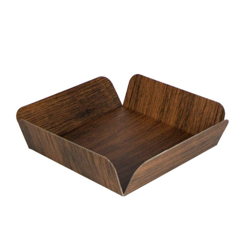 Cartone quadrato con decoro in legno su entrambi i lati+copertina in PET  203,2x203,2mm H63,5mm