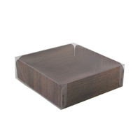 Cartone quadrato con decoro in legno su entrambi i lati+copertina in PET  203,2x203,2mm H63,5mm