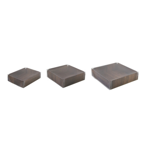 Rettangolo in cartone, decorazione in legno su 2 lati + coperchio pet 152,4x203,2mm H50,8mm