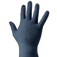 Guanto ambidestro in nitrile nero da 3,7 g contro sostanze chimiche e microrganismi pericolosi AQL 1 240x95mm