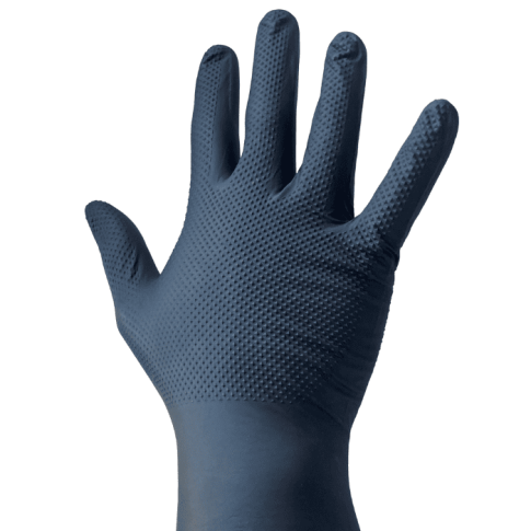 Guanto ambidestro in nitrile nero da 3,7 g contro sostanze chimiche e microrganismi pericolosi AQL 1 240x95mm