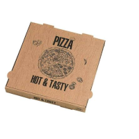 Scatola da pizza in cartone kraft con decorazione "Hot and Tasty" 310x310mm H40mm